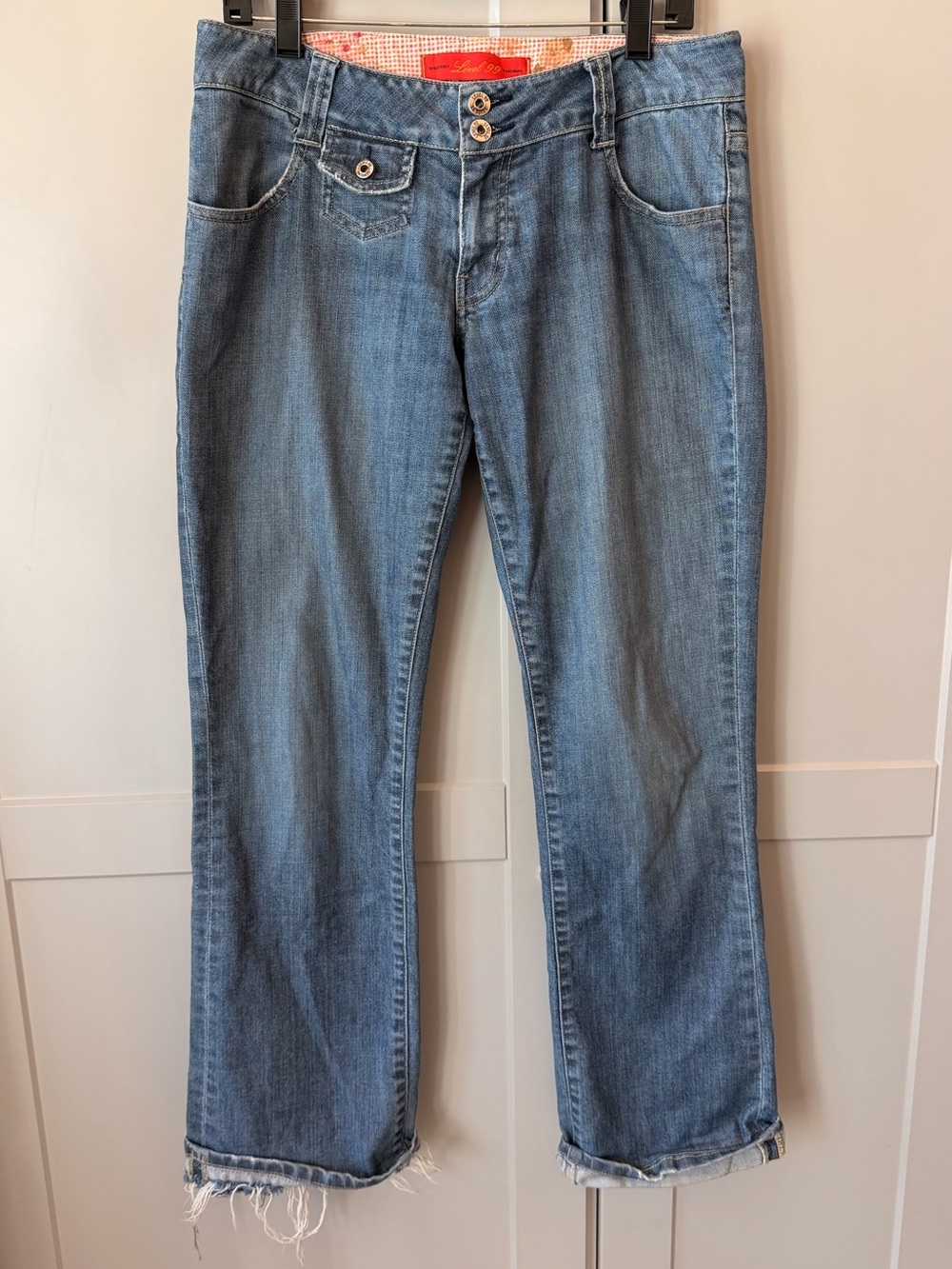Level 99 Y2K Distressed Bootcut Jeans Embroidered Low Rise Size 9/10
